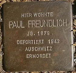 Stolperstein für Erikas Vater, Paul Freundlich