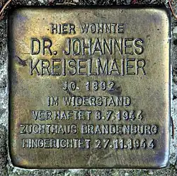 Stolperstein für Johannes Kreiselmaier in der Goethestraße 3 in Berlin-Schlachtensee