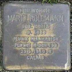 Stolperstein für Marie Rollmann (Pferdmengesstraße 25)