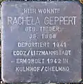 Stolperstein für Rachela Geppert (Fleischmengergasse 24)