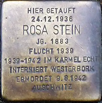 Stolperstein für Rosa Stein (Werthmannstraße 1)