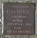Stolperstein für Lina Hirsch (Kamekestraße 29)