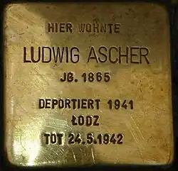 Stolperstein Liebigstraße 27c Ludwig Ascher