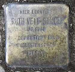 Stolperstein Ruth Veit Simon, Berlin, Rothenburgstr. 18