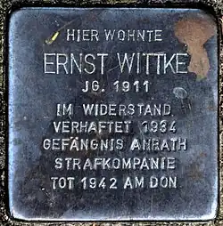 Stolperstein für Ernst Wittke