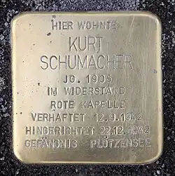 Stolperstein für Kurt Schumacher