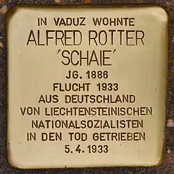 Stolperstein für Alfred Rotter in Vaduz