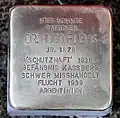 Stolperstein für Dr. Hugo Fuchs in Agricolastraße 15 (Chemnitz)