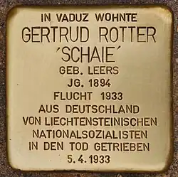 Stolperstein für Gertrud Rotter in Vaduz