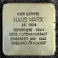 Stolperstein für Hans Marx (Schaurtestraße 1)