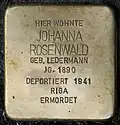 Stolperstein für Johanna Rosenwald (Antwerpener Straße 32)
