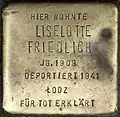 Stolperstein für Liselotte Friedlich (Weyerstraße 122)