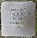 Stolperstein für Martha Kahn (Weyerstraße 89)