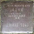 Stolperstein für ein Romm, Stein-Nr. 100 (Holzmarkt 1)