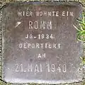 Stolperstein für ein Romm, Stein-Nr. 102 (Holzmarkt 1)