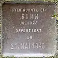 Stolperstein für ein Romm, Stein-Nr. 104 (Holzmarkt 1)