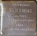 Stolperstein für Ruth Simons (Im Dau 12)