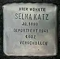 Stolperstein für Selma Katz (Uhlandstraße 74)