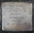 Stolperstein für Selma Schnog (Lorenzstraße 5)