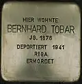 Stolperstein für Bernhard Tobar (Kyffhäuserstraße 7)