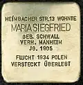 Stolperstein für Maria Siegfried (Heimbacher Straße 13)