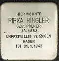 Stolperstein für Rifka Ringler