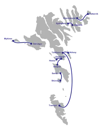 Fährlinien der Strandfaraskip Landsins