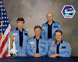 v. l. n. r. Donald Peterson, Paul Weitz, Story Musgrave, Karol Bobko
