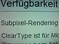 TFT-Bildschirm mit aktiviertem ClearType