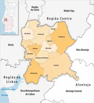 Karte der Subregion Lezíria do Tejo