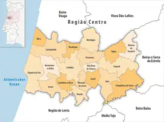 Karte der Subregion Região de Coimbra