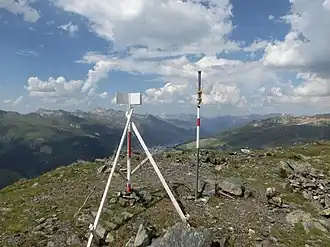 Gipfel vom Rinerhorn, im Hintergrund ist Davos zu sehen