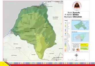 Der Suco Suniufe liegt im Nordosten des Verwaltungsamts Nitibe.