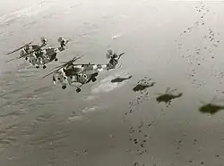 Super Frelon-Transport­hubschrauber der IAF, wie sie in Operation Gift eingesetzt wurden