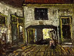 Courtyard together with a Work by Johan Buning, vor 1922, Ölfarbe auf Holz, private collection