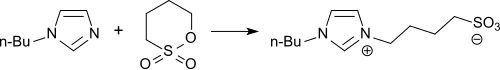 Synthese der ionischen Flüssigkeit 1-Butylimidazolium-3-(n-butylsulfonat)