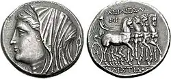 Tetradrachme aus Syrakus, 218 v. Chr.