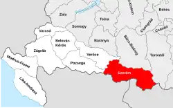 Lage des Komitats Syrmien (Szerém/Srijem)