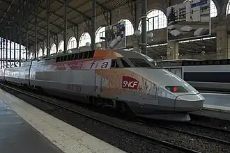 Der Versuchszug im Gare du Nord in Paris