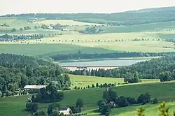 Blick vom Schwartenberg auf die Talsperre