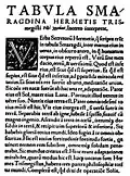 Tabula Smaragdina, Ausgabe Chrysogonus Polydorus, Nürnberg 1541