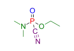 Tabun (vereinfachte Strukturformel ohne Berücksichtigung der Stereochemie am Phosphoratom)