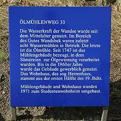 Info-Tafel am Ölmühlenweg 33