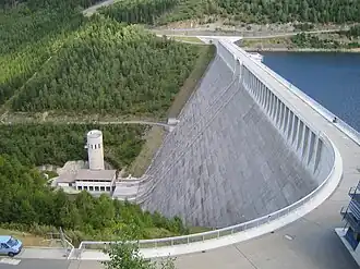 Die Staumauer von Westen gesehen