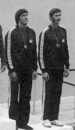 Tamás Buday (links) mit Oszkár Frey, 1976