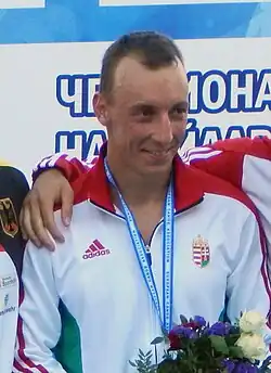 Tamás Kiss bei der Siegerehrung der EM 2016 (Mitte)