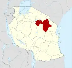Lage der Region Manyara in Tansania