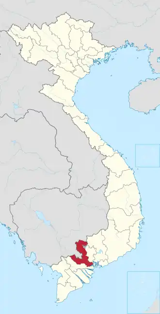Karte von Vietnam mit der Provinz Tây Ninh hervorgehoben