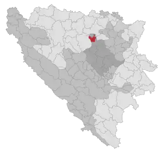 Lage der Gemeinde Tešanj in Bosnien und Herzegowina (anklickbare Karte)