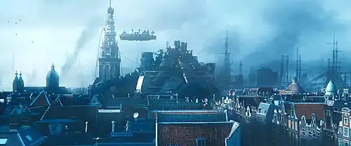 Ein fliegendes Schiff über Amsterdam